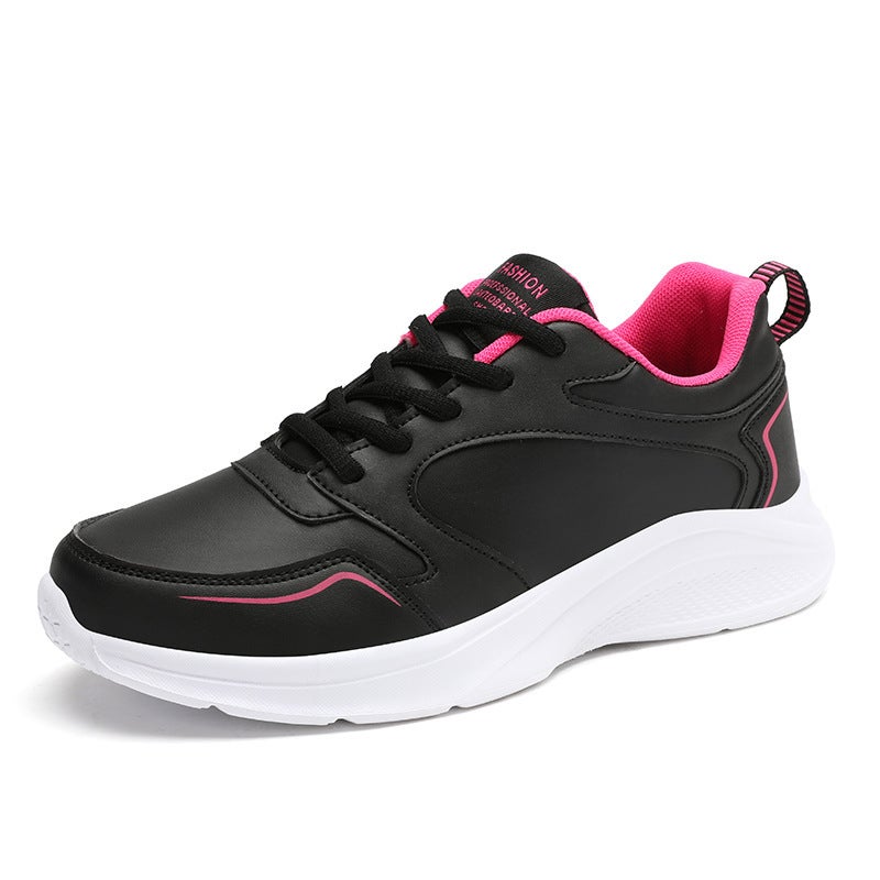 Synthetic Leather Women's Work Shoes – Black Waterproof Non-Slip Casual Sneakers - Image 2